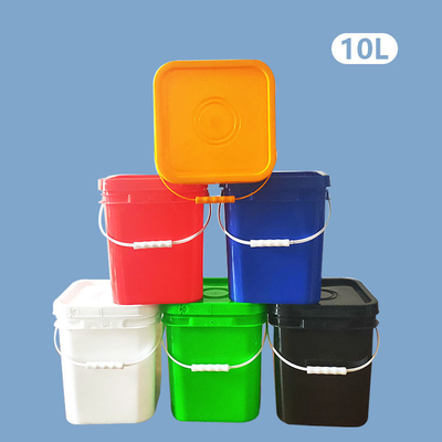 ภาชนะพลาสติก HDPE สี่เหลี่ยมจัตุรัส 10L สำหรับสินค้าแห้งบรรจุของเหลวจัดเก็บ