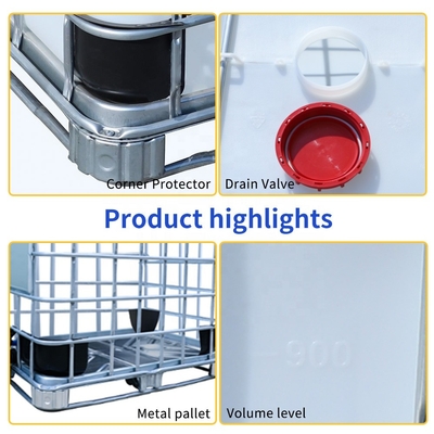ISO9001 Square IBC HDPE ถังเก็บสารเคมี 1.2*1*1.5m