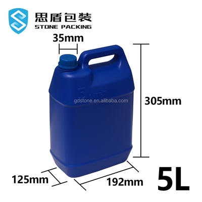 สารเคมีรายวัน ขวดพลาสติก HDPE 35 มม. ถังพลาสติก 5 ลิตร 192*125*305 มม