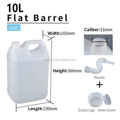 หัวฉีดอาหารเกรดเคมีถังพลาสติก 10l 230*165*360mm