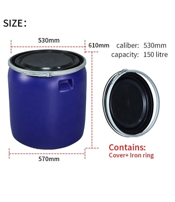 ISO9001 150L ถังพลาสติก HDPE สีน้ำเงิน 530 * 70 * 610 มม. ระดับอาหาร