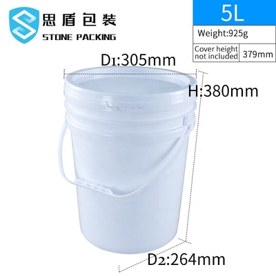 ความหนา 1.1 มม. ถังสีพลาสติก 5 แกลลอนพร้อมที่จับ 10L 18L 20L