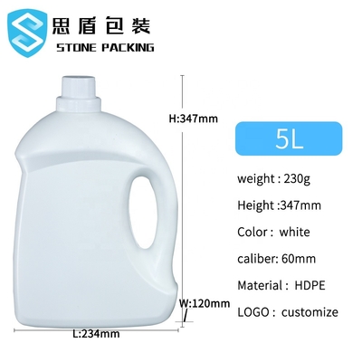 ฝาเกลียว 60 มม. HDPE ขวดน้ำยาซักผ้าเปล่า 2 กก. 5 กก.